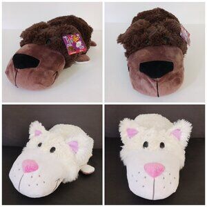 Flip A Zoo Bradley Labrador Brown Dog Rachel White Cat Plush 18" W/ Tag